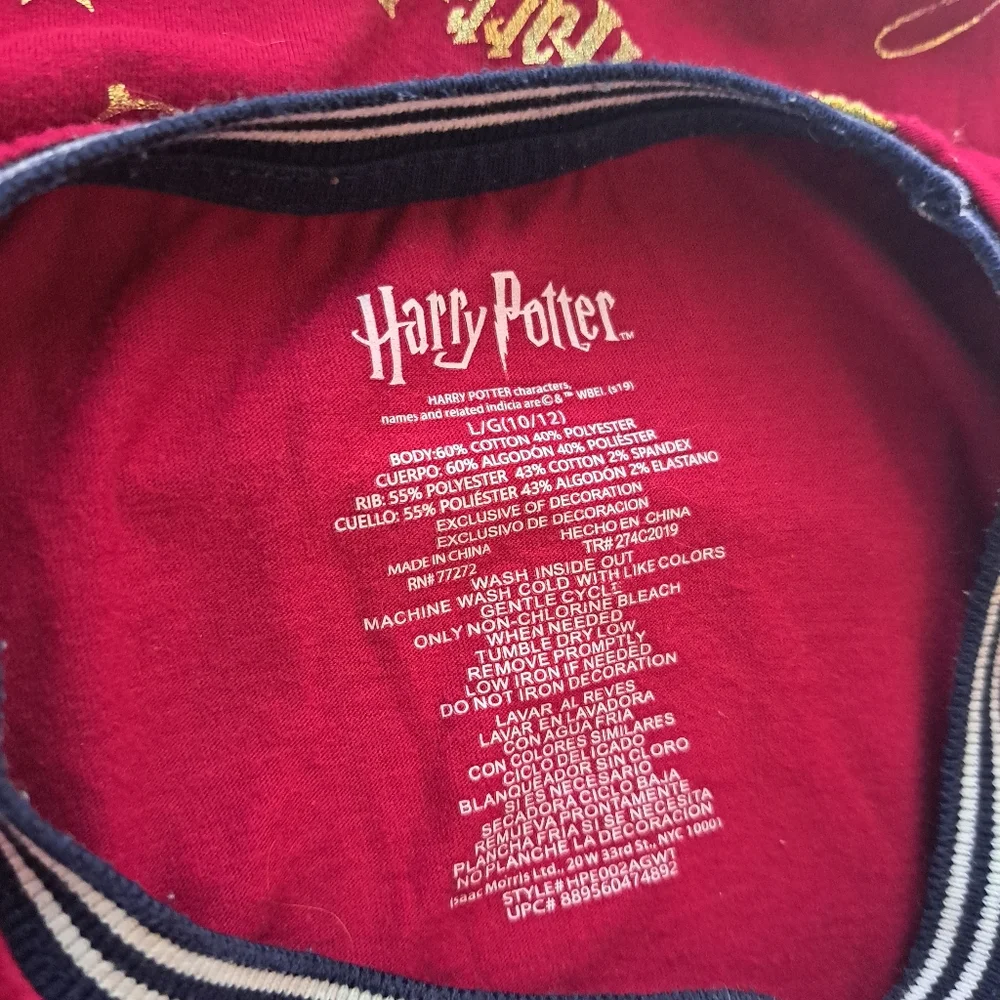 Kids Red‎ Harry Potter Lightning Bolt Graphic Tee Size LG 10/12